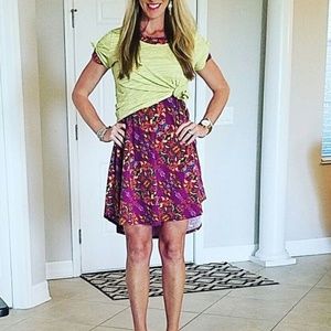 New LULAROE Yellow Space-Dye Irma Hi-Lo Tunic NWT
